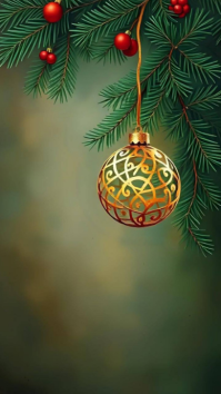 Modern & Minimal Elegant Christmas Ornament Background – Festive Holiday Wallpaper Digital Display ( template
