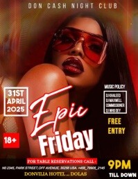 Modern & Minimal Epic Friday Free Promotional Club Event Video Flyer Invitation  Flyer (us Letter) Volante (Carta US) template