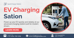 Modern & Minimal  Ev Charging Station Advertisement Template Facebook Shared Image