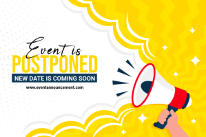 Biały Modern & Minimal  Event Is Postponed  Label Etiket Template