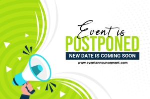 Biały Event Postponement Announcement Etiket Template