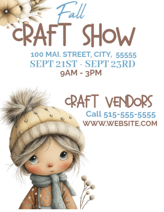 Craft Show Flyer Examples Plantilla de Modern & Minimal Fall Craft Show Flyer (us Letter ...