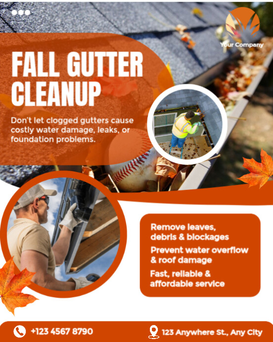 Modern & Minimal Fall Gutter Cleanup Instagram Portrait template