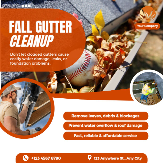 Modern & Minimal Fall Gutter Cleanup Instagram Post template