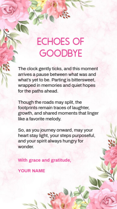 Modern & Minimal Farewell Wishes Template Design Instagram Story
