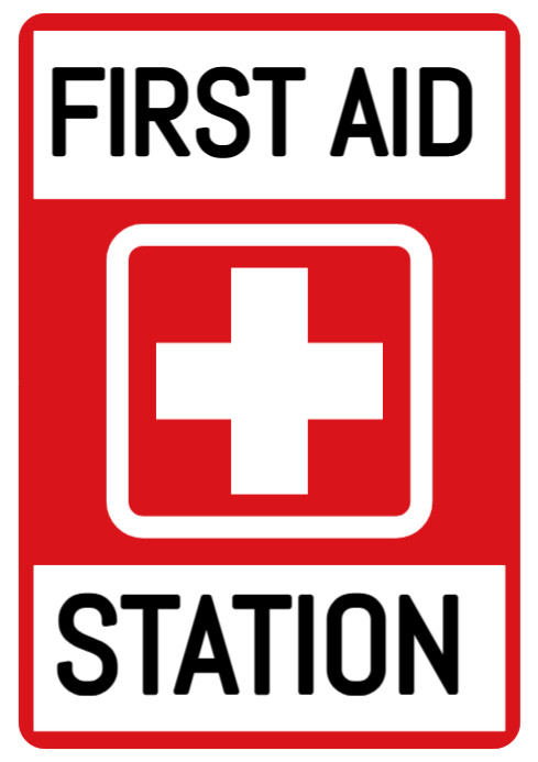 Modern & Minimal First Aid Station Sign Board  A4 template