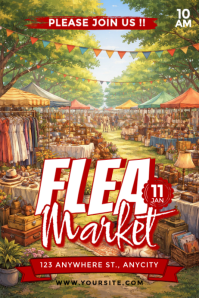 Modern & Minimal Flea Market Poster Póster template