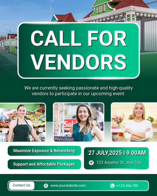 Modern & Minimal Flea Market Vendors Calling Flyer Template Design Instagram Portrait
