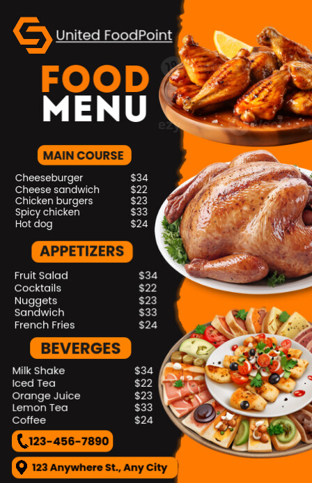 Modern & Minimal Food Menu Tabloid template