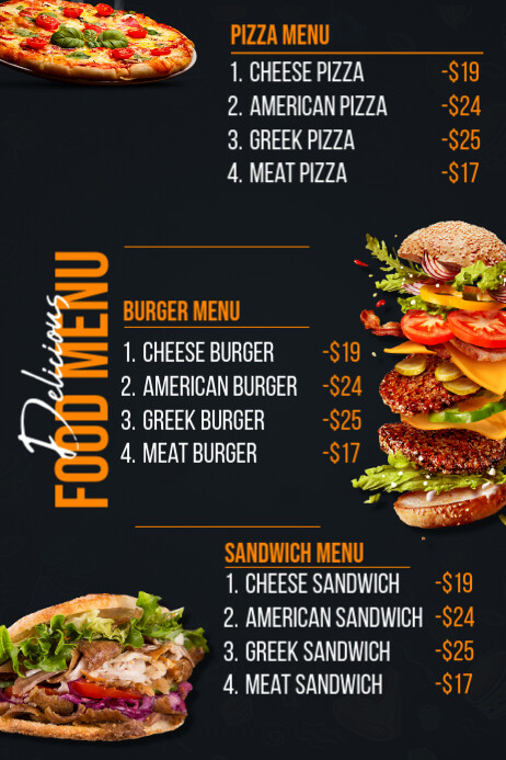 Modern & Minimal Food Menu Poster template