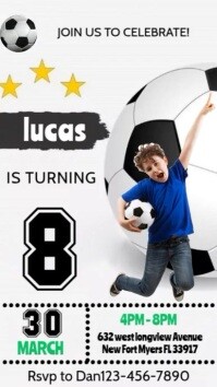 Modern & Minimal Football Birthday Invitation Digital Display (9:16) template