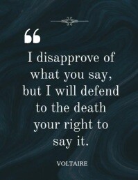 Modern & Minimal Freedom Of Speech Quote By Voltaire On Abstract Marble Texture Flyer (us Letter) Volante (Carta US) template