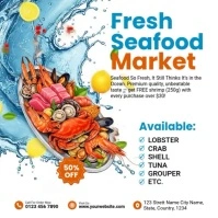Modern & Minimal Fresh Seafood Market Instagram Post template