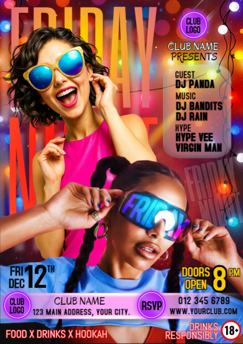 Copy of Modern & Minimal Friday Night Party Invitation Social Media A4 ...