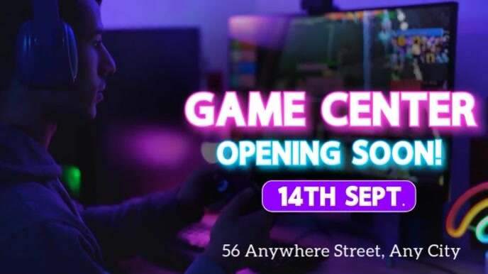 Modern & Minimal Game Center Opening Video  Digital Display (16:9) template