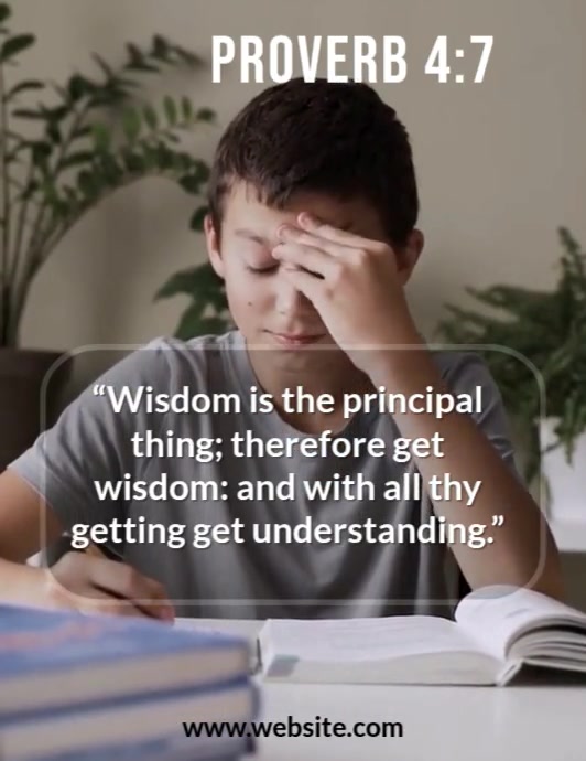 Modern & Minimal Get Wisdom & Understanding – Proverbs 4:7 Inspiration Video Flyer (us Letter) template