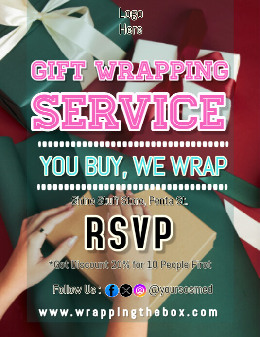 Modern & Minimal Gift Wrapping Services Pamflet (letter As) 传单(美国信函) template