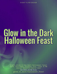 Modern & Minimal Glow in the Dark Halloween Feast Flyer Template for Spooky Dinner Events