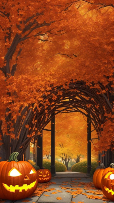 Modern & Minimal Glowing Pumpkin Path Halloween Background Digital Display (9:16) template