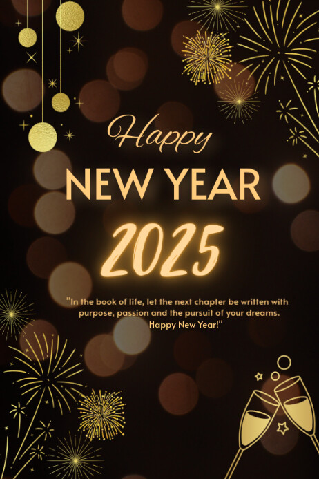 Copy of Modern & Minimal Gold And Yellow Simple Elegant Happy New Year ...