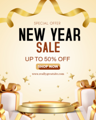 Modern & Minimal Gold New Year Sale Instagram Portrait template
