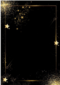 Modern & Minimal Gold Sparkles Stars Black Frame Background  A1 template