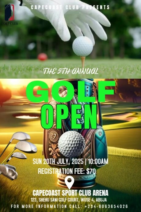 Modern & Minimal Golf Tournament Games Poster Cartaz template
