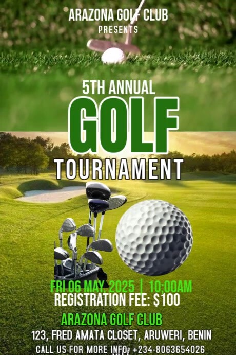Modern & Minimal Golf Tournament Games Poster Plakkaat template