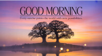 Modern & Minimal Good Morning Sunrise Poster | Inspirational Quote For New Beginnings | Nature Motiv Digital Display (16:9) template