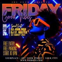 Modern & Minimal Good Vibes Friday Night Party Square (1:1) template