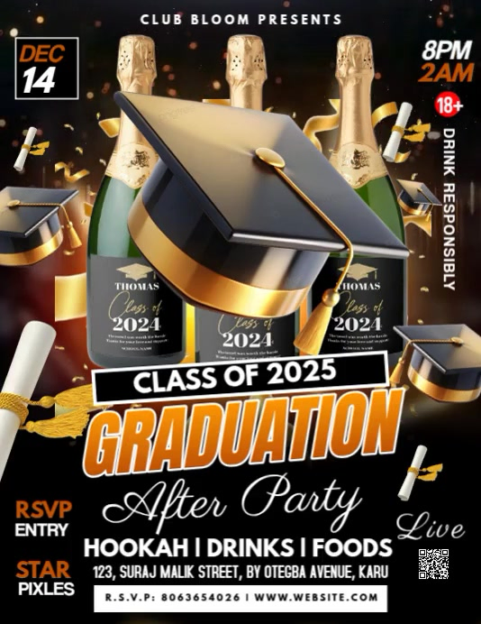Modern & Minimal Graduation Party Flyer (us Letter) Template | PosterMyWall