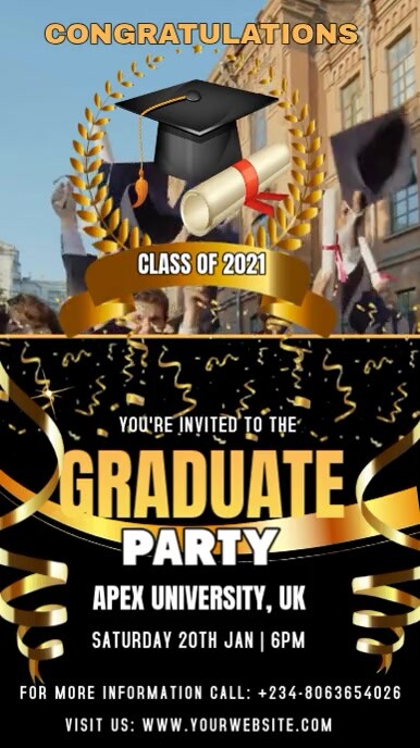Modern & Minimal Graduation Party Flyer  Instagram Story template