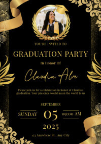 Modern & Minimal Graduation Party Invitation A4 template