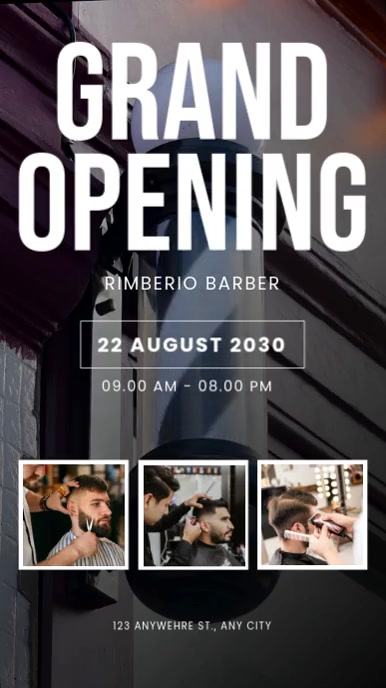 Modern & Minimal Grand Opening Barber Shop Instagram Reel template