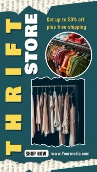 Modern & Minimal Green Decorative Thrift Shop Reel Instagram template