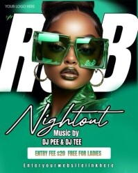 Modern & Minimal Green R And B Night Party  Instagram Portrait template