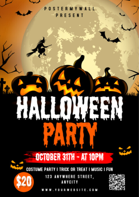 Modern & Minimal Halloween Party A2 template