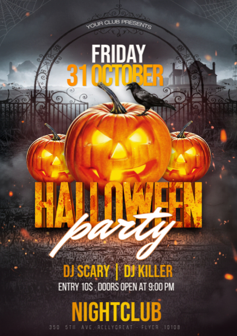 Modern & Minimal Halloween Party A4 Template | PosterMyWall