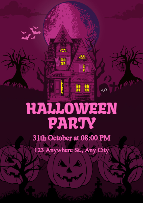 Modern & Minimal Halloween Party A4 Template | PosterMyWall