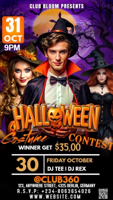 Modern & Minimal Halloween Party Flyer  Instagram Story template