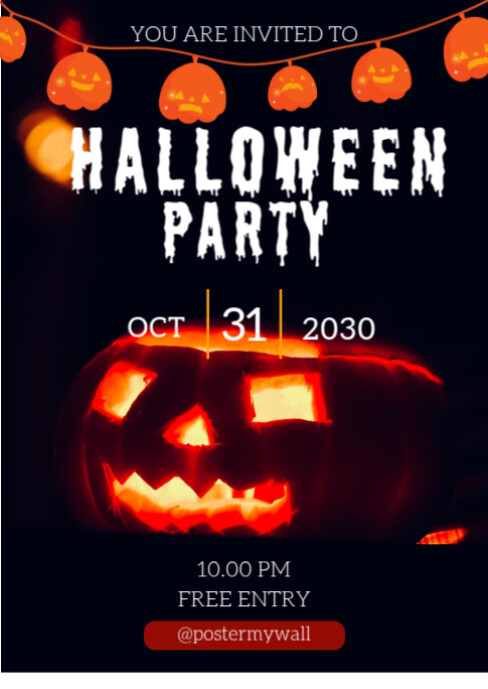 Modern & Minimal Halloween Party Invitation Flyer A6 template