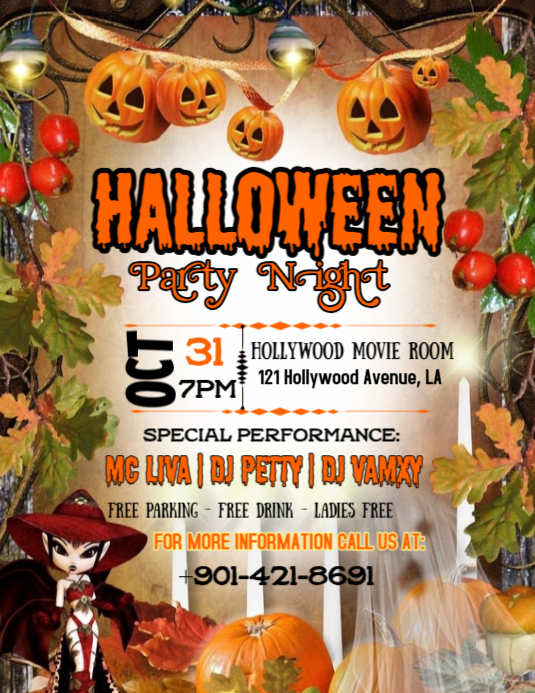 Modern & Minimal Halloween Party Night Flyer (us Letter) Template ...