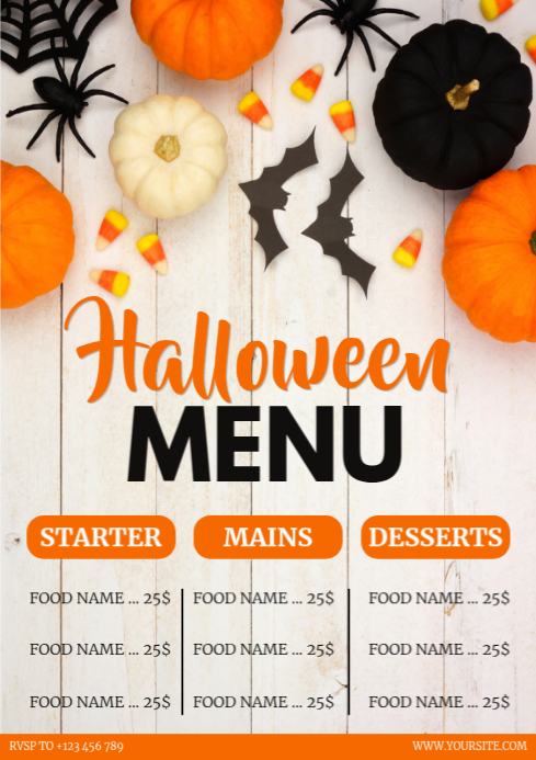 Modern & Minimal Halloween Special Menu A4 template