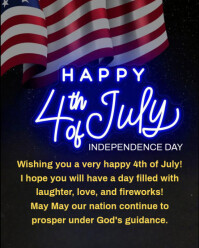 Modern & Minimal Happy 4th Of July  Instagram Portrait template