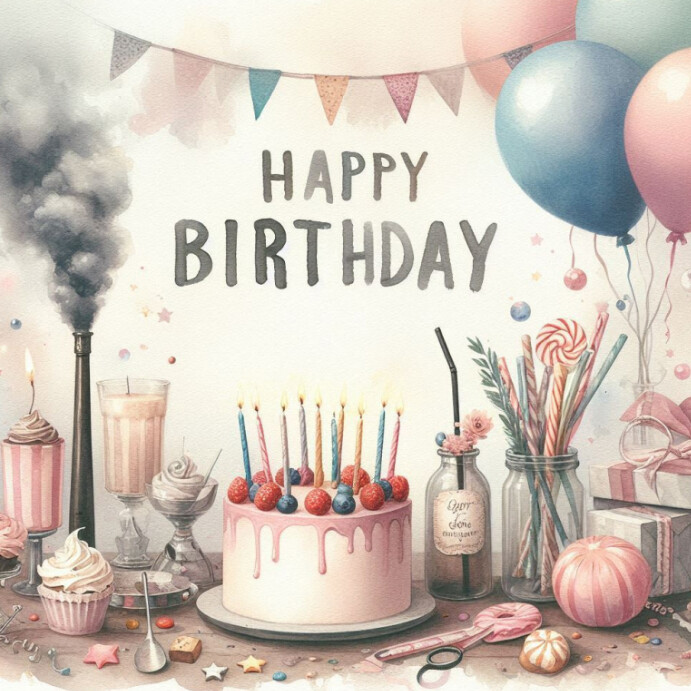 Modern & Minimal Happy Birthday Backdrop  Instagram Post template