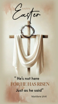 Modern & Minimal Happy Easter Quote Design - He's Not Here, He's Risen"template Design  Instagram St