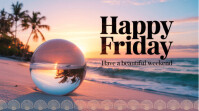 Modern & Minimal Happy Friday Beach Sunset Template – Peaceful Weekend Greeting Design Digital Displ