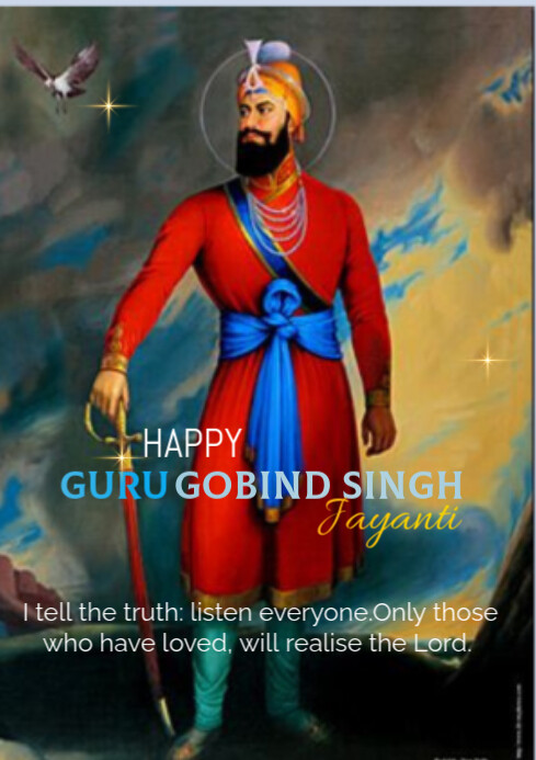 Copy of Modern & Minimal Happy Guru Gobind Singh Jayanti A4 | PosterMyWall