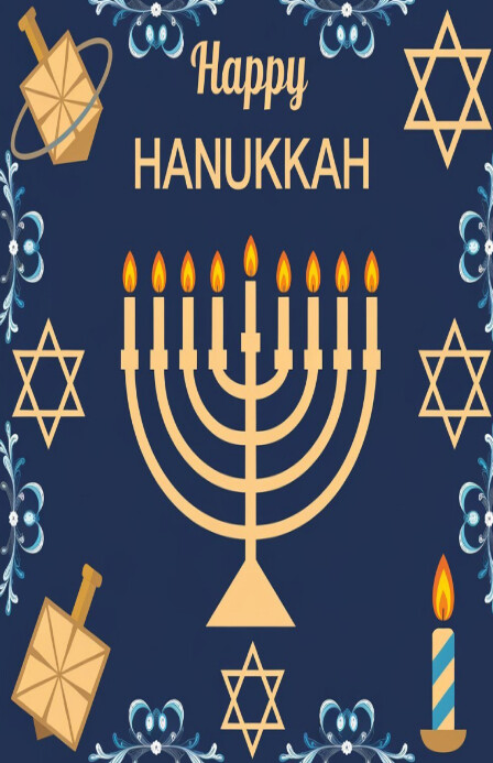 Modern & Minimal Happy Hanukkah Template Festival of light Tabloid