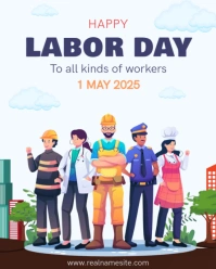 Modern & Minimal Happy Labor Day Instagram Portrait template